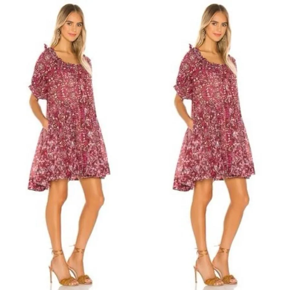 Free People jet set floral bardot mini dress